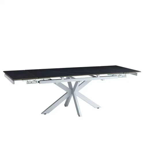 DT757 Стол обеденный раскладной Armani grey, 160-240*90, керамич. столешница, основан. металл белый
