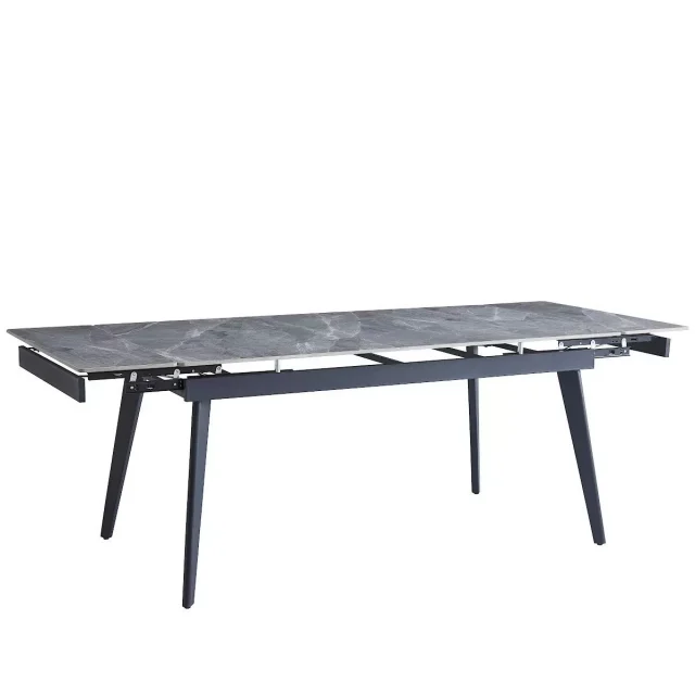 DT305 Стол обеденный расклад. Caesar light grey 160-220*90, керамич. столеш., основан. металл черный