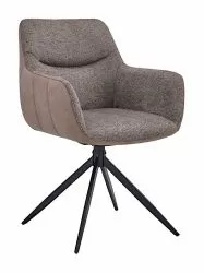 DC24001 Стул мягкий поворотный 360*с подлокот, КОРИЧНЕВЫЙ, каркас металл черный КВАДРАТ