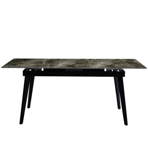 DT301 Стол обеденный расклад. Italy grey 140-180*80*76, керамич. столешница, основание металл черны
