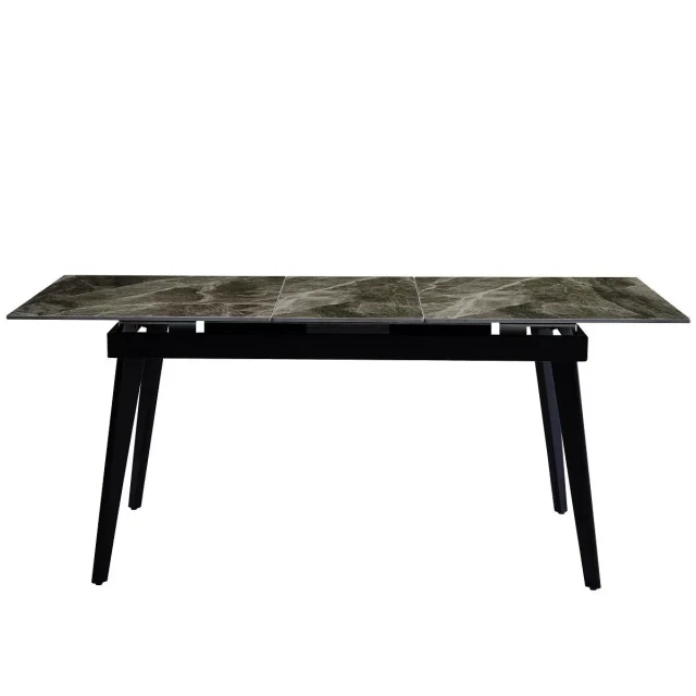 DT301 Стол обеденный расклад. Italy grey 140-180*80*76, керамич. столешница, основание металл черны