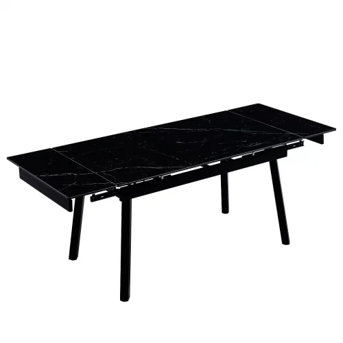 DT307 Стол обеденный Shashi black, 140-200/90*76, керамич. столешница, основание металл черный