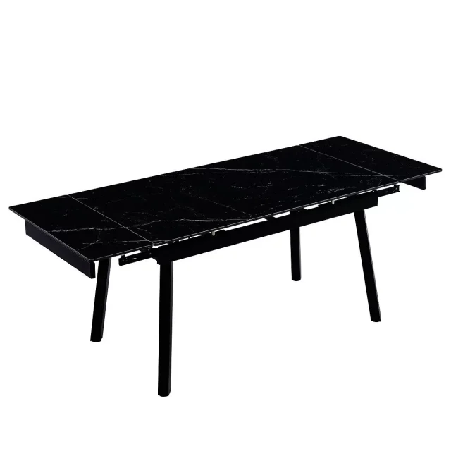 DT307 Стол обеденный Shashi black, 140-200/90*76, керамич. столешница, основание металл черный