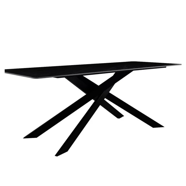 DT330 Стол обеденный Austrilia sand black 200*80*76, керамич. столешница, основание металл черный
