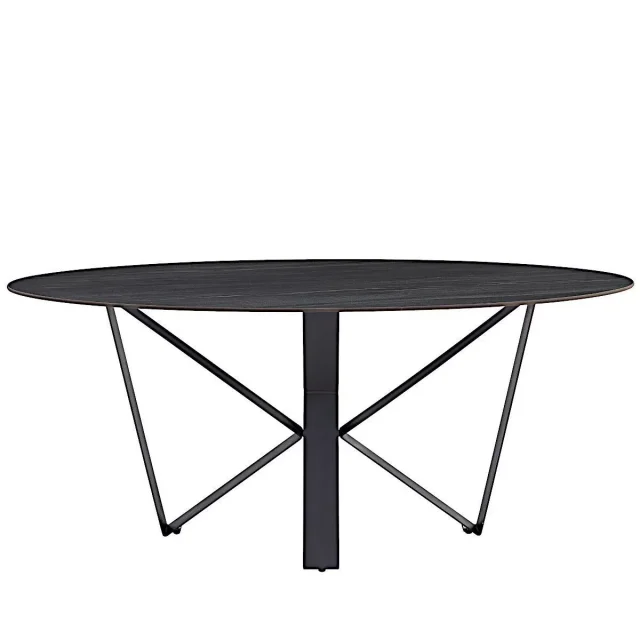 DT555 Стол обеденный AustriIia sand black 180*90*75,керамическая столешница, основание металл черный