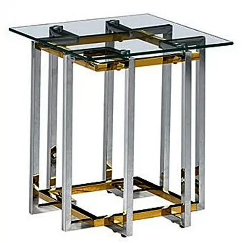 CS-1039-1 Стол Журнальный стеклянный прозрачный 60*60*60см, основание нерж. сталь хром GOLD/PLATINA