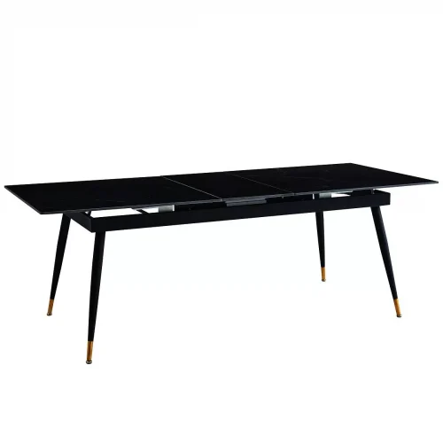 DT303 Стол обеденный расклад. Shashi black 180-220*90, керамич. столешница, основание металл черный