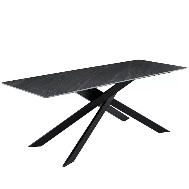 DT330 Стол обеденный Vic Dark grey 200*80*76, керамич. столешница, основание металл черный