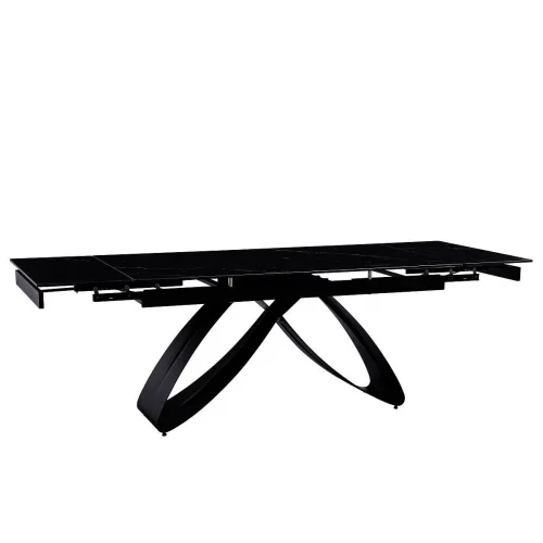 DT888 Стол раскладной Shashi black, 160-240/90*76, керамич. столеш, основ. металл черный