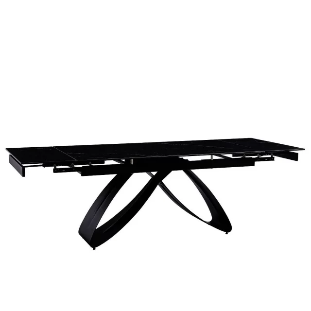 DT888 Стол раскладной Shashi black, 160-240/90*76, керамич. столеш, основ. металл черный