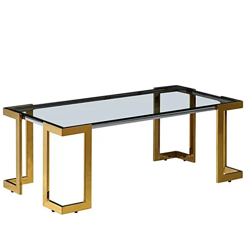 CS-1080 Стол Журнальный стеклянный прозрачный 120*60*45,5см, основание нерж. сталь хром GOLD/PLATINA