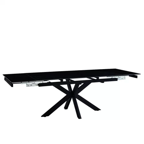 DT777 Стол обеденный раскладной Shashi black, 160-240*90, керамич. столеш., основание металл черный